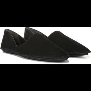VINCE Finola D’Orsay Flat in Black Suede-Finished Leather